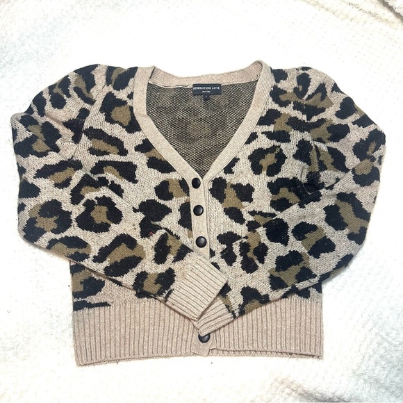 Generation Love cheetah print sweater brown and black winter fall sz small - Picture 2 of 4